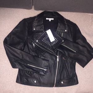 Rebecca Minkoff Black Studded Leather Motorcycle Jacket